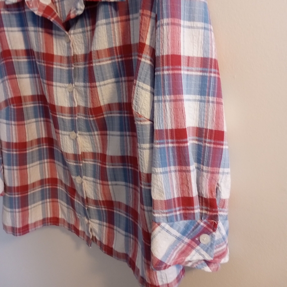 Rebecca Malone Red and Blue Plaid Blouse - Picture 8 of 12